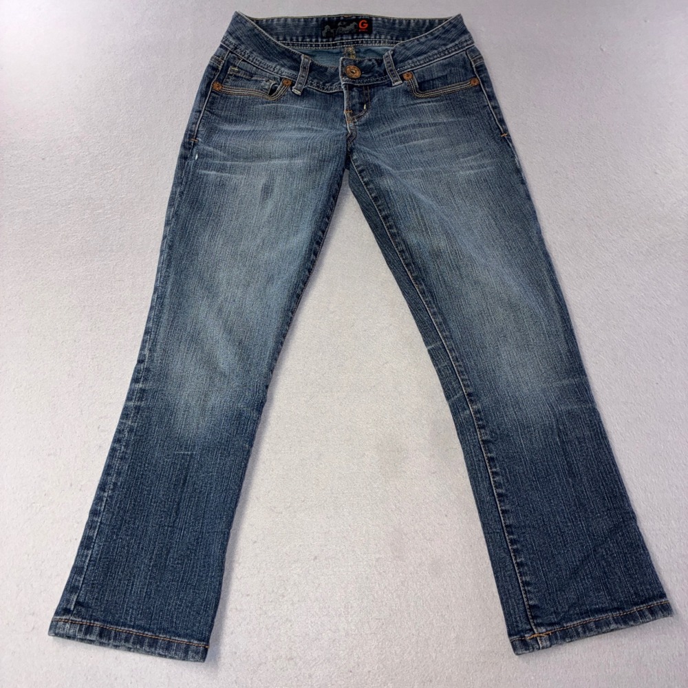 G by GUESS Jeans Womens 25 Blue Embroidered Lotus Low Rise Slim R921000000